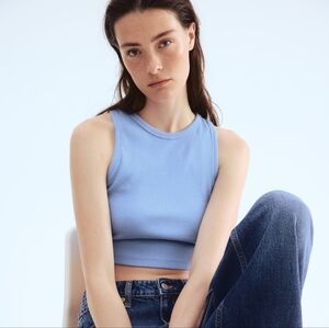 3/$15! H&M Ultra Cropped Ribbed Tank Top - Blue